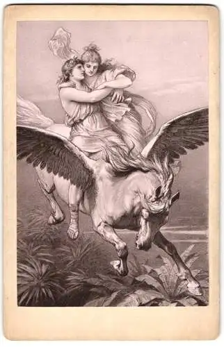Fotografie Paul Bayer, Dresden, Gemälde: junges Paar auf Pegasus