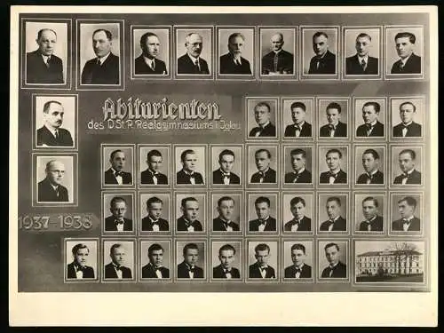 Fotografie unbekannter Fotograf, Ansicht Iglau, Abiturienten des D. St. R. Realgymnasium's 1937-1938