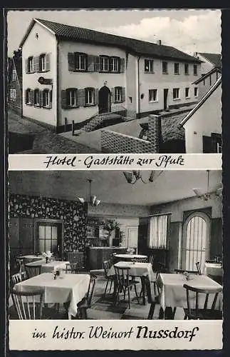 AK Nussdorf / Pfalz, Die Hotel-Gaststätte zur Pfalz, mit Speisezimmer