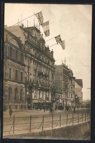 AK Flensburg, Häuserfront am Hafen