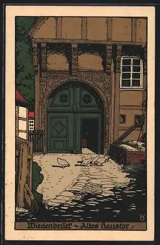 Steindruck-AK Wiedenbrück, Altes Haustor