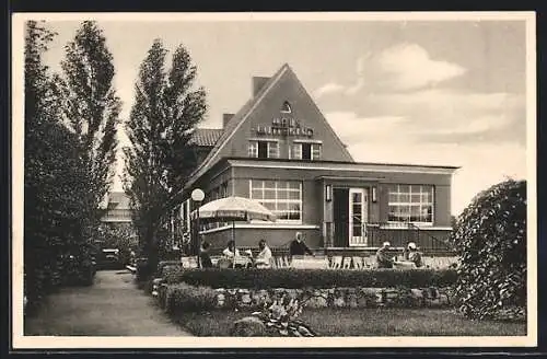 AK Hannover, Haus Wittekind mit Terrasse, Inh. Heinr. Schur, Langenfortherstr. 32