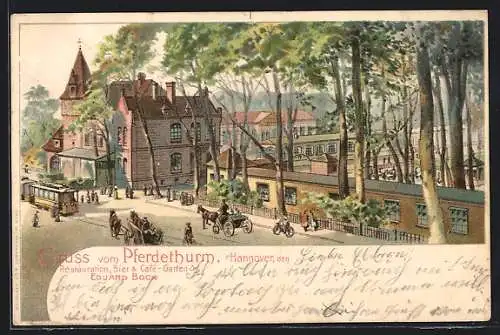 Lithographie Hannover, Restaurant Pferdethurm, Bes. Eduard Bock