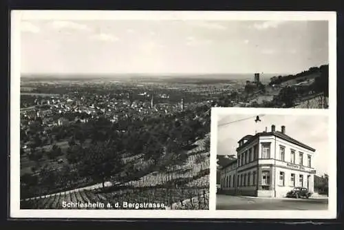 AK Schriesheim, Gasthof zum Bahnhof, Totalansicht