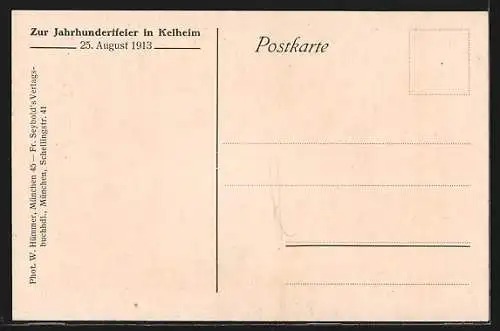 AK Kelheim, Jahrhundertfeier an der Befreiungshalle 25.8.1913, König Ludwig III. von Bayern