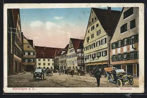 AK Riedlingen a. D., Strassenpartie mit Kutschen und Gasthaus Hermann Dorner