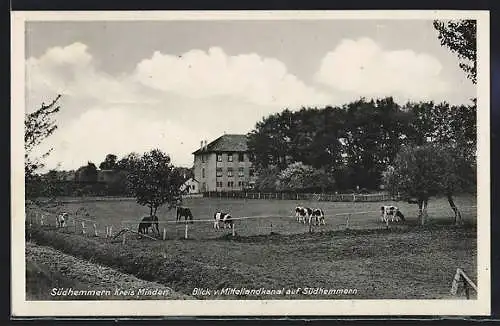 AK Südhemmern /Kreis Minden, Blick vom Mittellandkanal