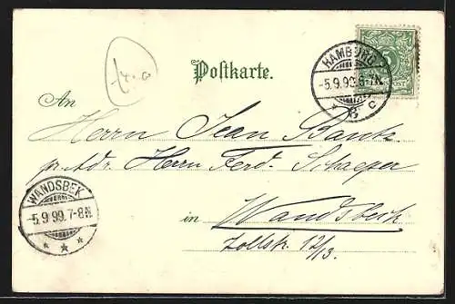 Lithographie Hamburg-Neustadt, Partie vor dem Justizgebäude