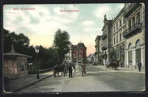 AK Bad Kissingen, Kurhausstrasse mit Pferdewägen