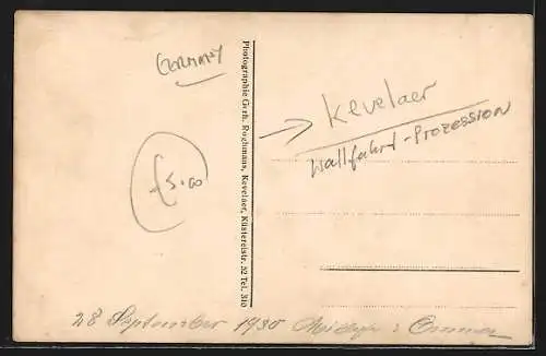 AK Kevelaer, Wallfahrt-Prozession 1930