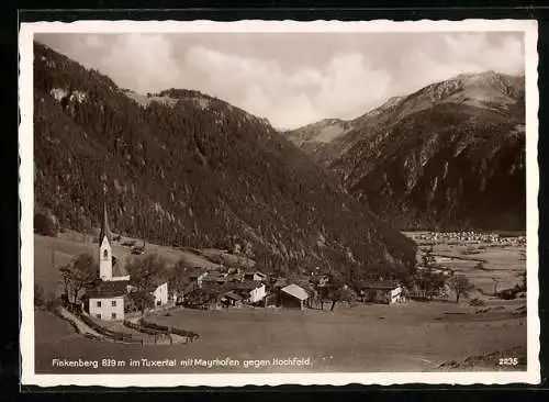 AK Finkenberg im Tuxertal, Ortsansicht mit Mayrhofen gegen Hochfeld