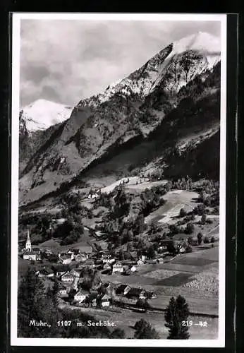 AK Muhr, Ortsansicht mit Kirche aus der Vogelschau