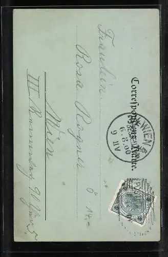 Mondschein-AK Pöstlingberg bei Linz, Vorderansicht der Kirche