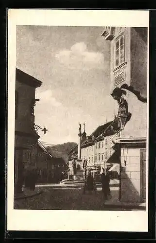AK Wolfsberg /Kärnten, Denkmal am Hohen Platz