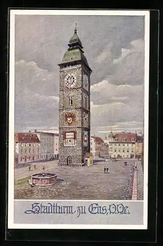 AK Deutscher Schulverein NR 863: Enns /O.-Oe., Partie am Stadtturm