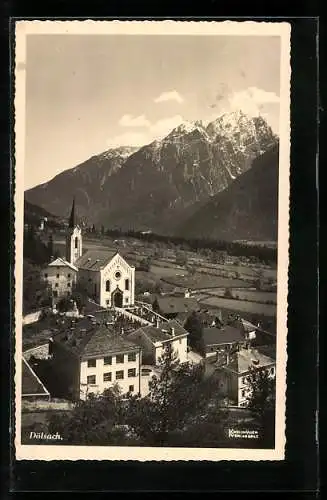 AK Dölsach, Ortsansicht mit Kirche und Friedhof
