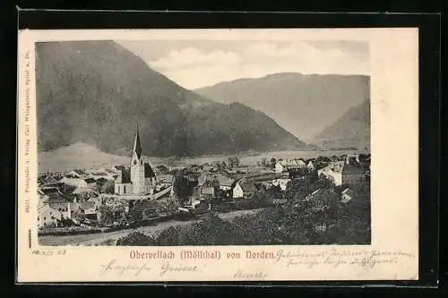 AK Obervellach /Möllthal, Ortsansicht mit Kirche von Norden
