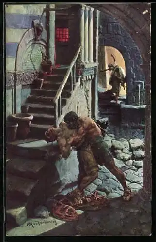 Künstler-AK Domenico Mastroianni: Quo Vadis, par Mastroianni, Ursus erschlägt Crotone