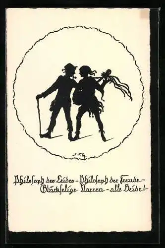 Künstler-AK Elsbeth Forck: Philosoph des Leides, Philosoph der Freude, Glückselige Narren - alle Beide!