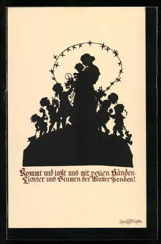 Künstler-AK Georg Plischke: Kommt und lasst uns mit vollen Händen Lichter und Blumen der Mutter spenden