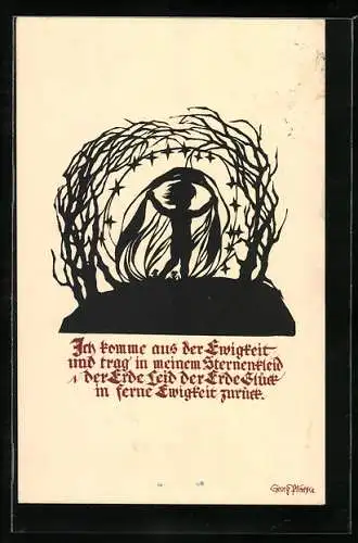 Künstler-AK Georg Plischke: Der Erde Leid, der Erde Glück, Kinderfigur von Sternen umgeben