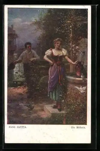 Künstler-AK Hans Zatzka: Die Müllerin.