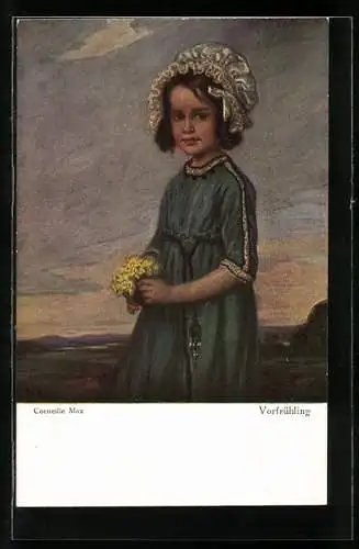 Künstler-AK Corneille Max: Vorfrühling, Mädchen mit Haube