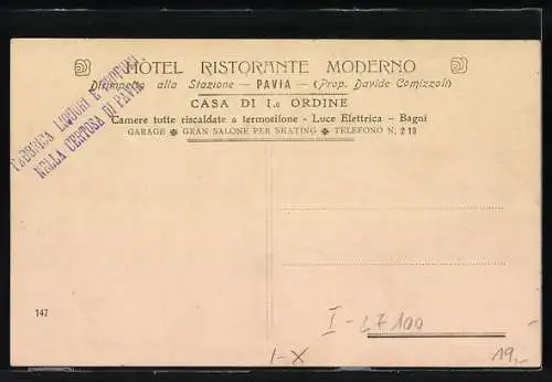 AK Pavia, Hotel Ristorante Moderno, Viale Nizza