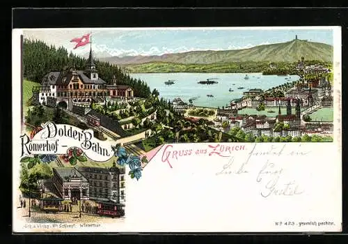 Lithographie Zürich, Gasthaus Dolder Bahn-Römerhof