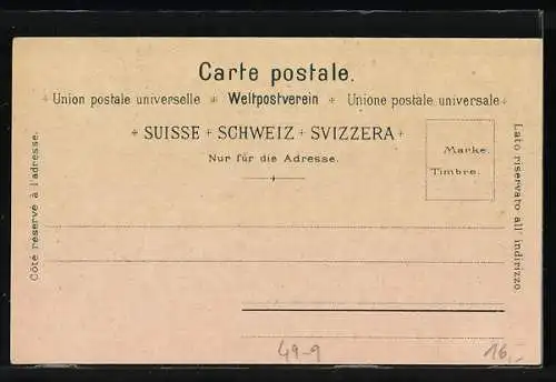 Lithographie Zürich, Dolder Bahn an Haltestelle Römerhof mit Wasserpartie