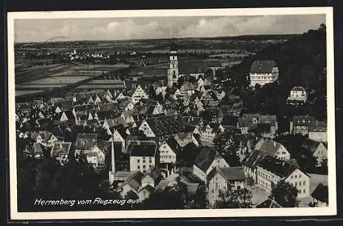 AK Herrenberg, Teilansicht mit Kirche, Fliegeraufnahme