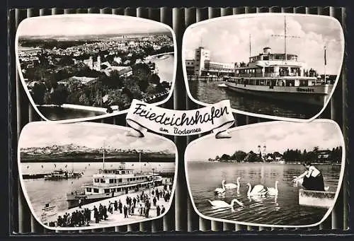 AK Friedrichshafen am Bodensee, Teilansicht, Uferpartie, Dampfer Schwaben