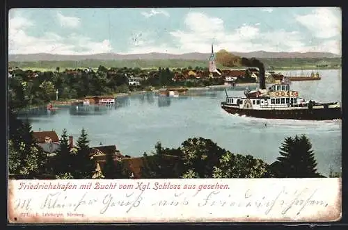 AK Friedrichshafen, Teilansicht mit Bucht vom Kgl. Schloss aus