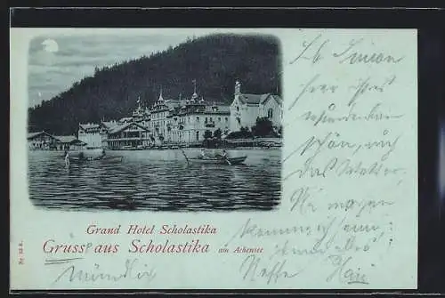 Mondschein-AK Scholastika am Achensee, Grand Hotel Scholastika