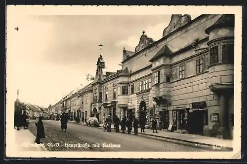 AK Eisenstadt, In der Hauptstrasse mit Rathaus