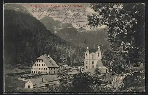 AK St. Martin bei Lofer, Maria Kirchental, Gasthof und Kirche