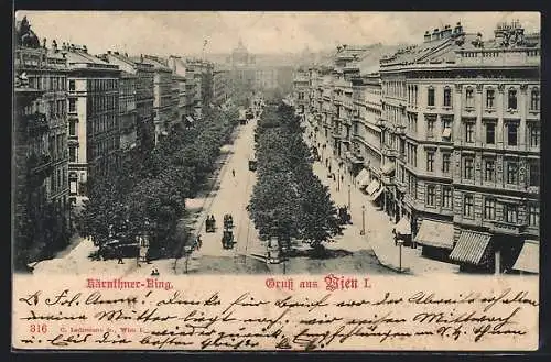AK Wien, Strasse Kärnthner-Ring mit Strassenbahn