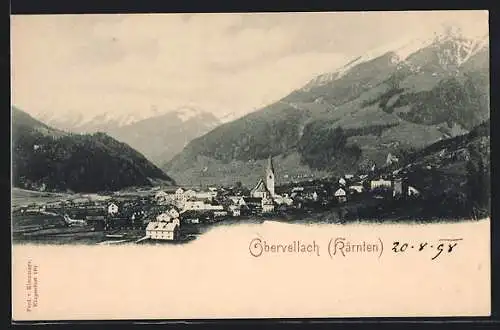 AK Obervellach, Panoramablick auf den Ort