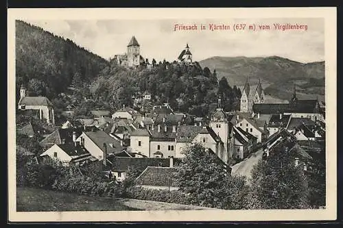 AK Friesach in Kärnten, Teilansicht mit Ruine vom Virgilienberg aus