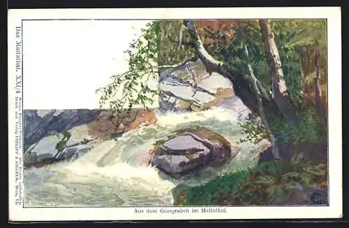 Künstler-AK Philipp + Kramer Nr. XXI /4: Malta, Aus dem Gössgraben im Maltathal