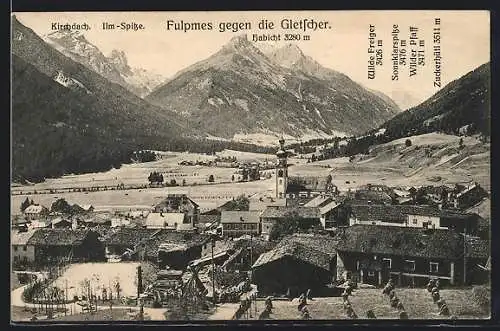 AK Fulpmes, Ortsansicht gegen die Gletscher gesehen