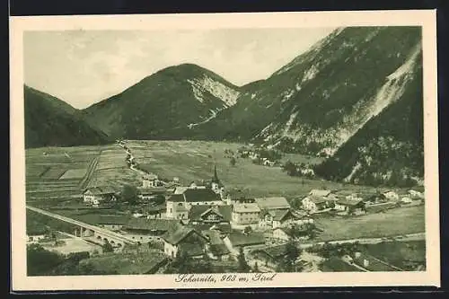 AK Scharnitz, Blick auf den Ort im Tal