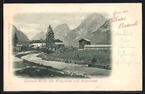AK Leutasch, Leutasch-Mühle mit Wetterstein und Hochmundt