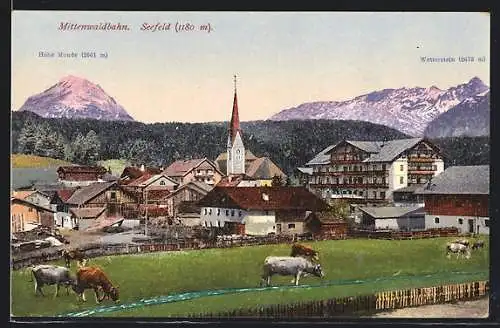AK Seefeld /Tirol, Blick auf den Ort an der Mittenwaldbahn