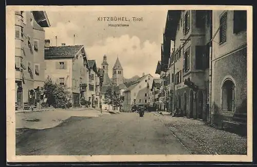 AK Kitzbühel /Tirol, Hauptstrasse mit Blick zur Kirche