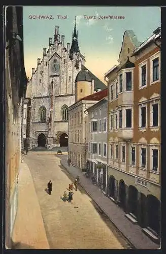 AK Schwaz /Tirol, Franz Josefstrasse und Kirche