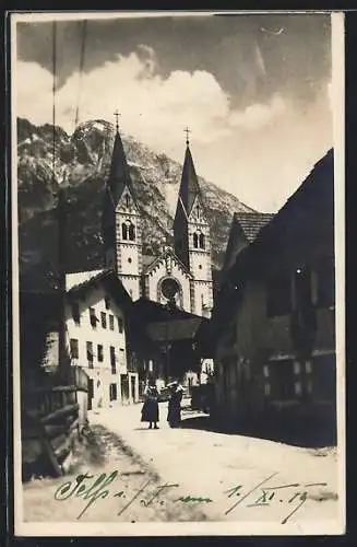 Foto-AK Telfs, Blick zur Kirche