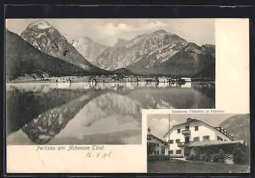 AK Pertisau am Achensee, Seepanorama, Das Gasthaus Pfändler