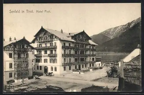AK Seefeld in Tirol, Hotel Post mit Umgebung aus der Vogelschau