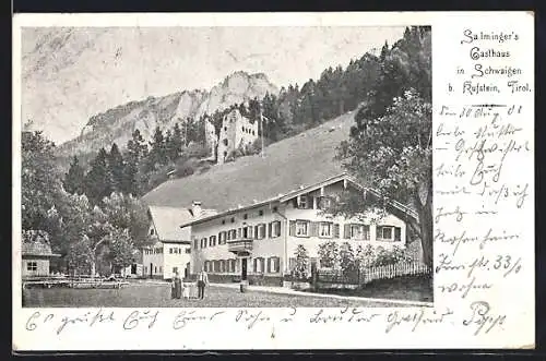 AK Erl /Tirol, Schwaigen, Blick auf Salminger`s Gasthaus